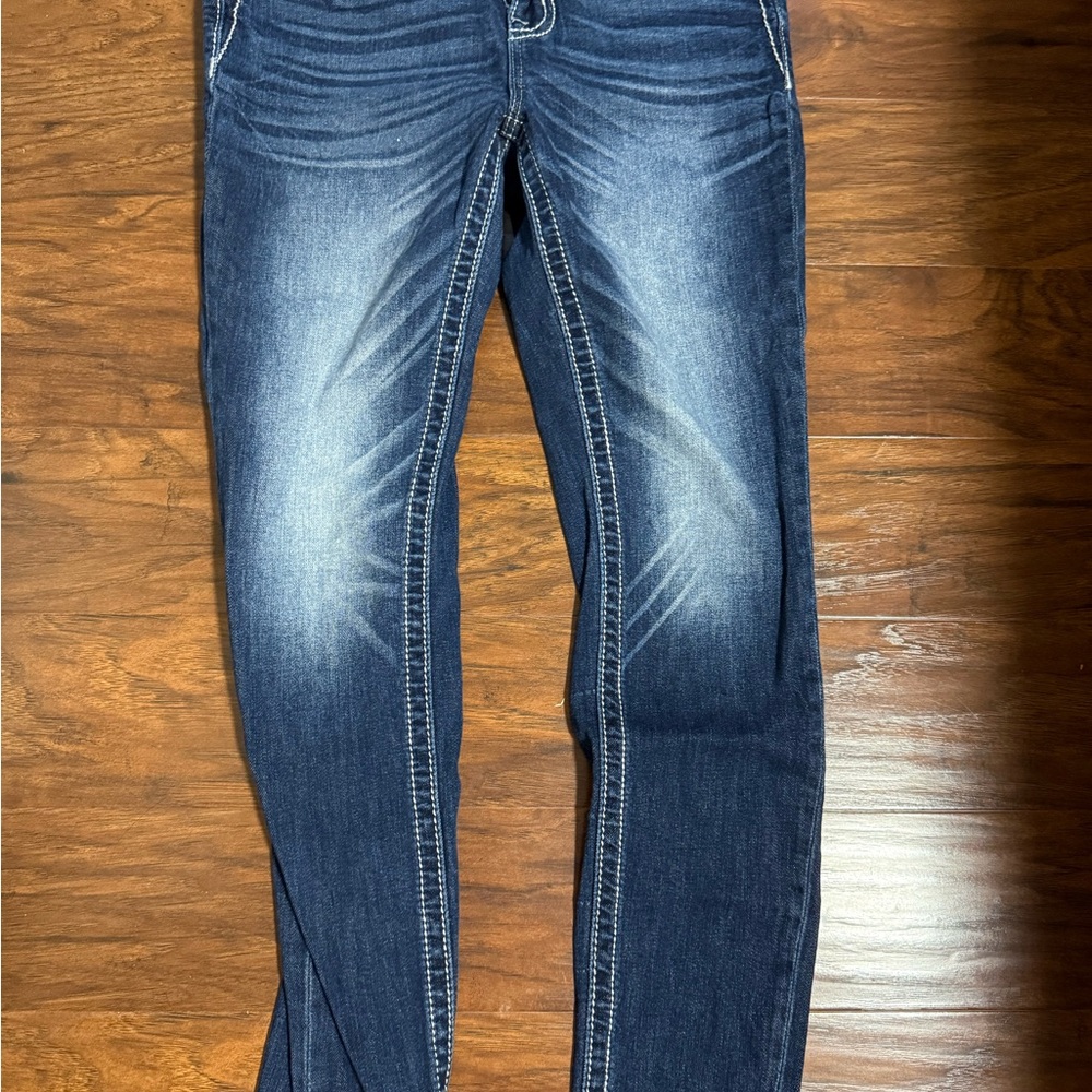 Miss Me Dark  Mid Rise Blue Denim Jeans